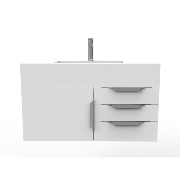 Castello Usa Nile 36" Wall Mounted Vanity With White Top Andand Brushed Nickel Handles CB-MC-36W-BN-2053-WH - main